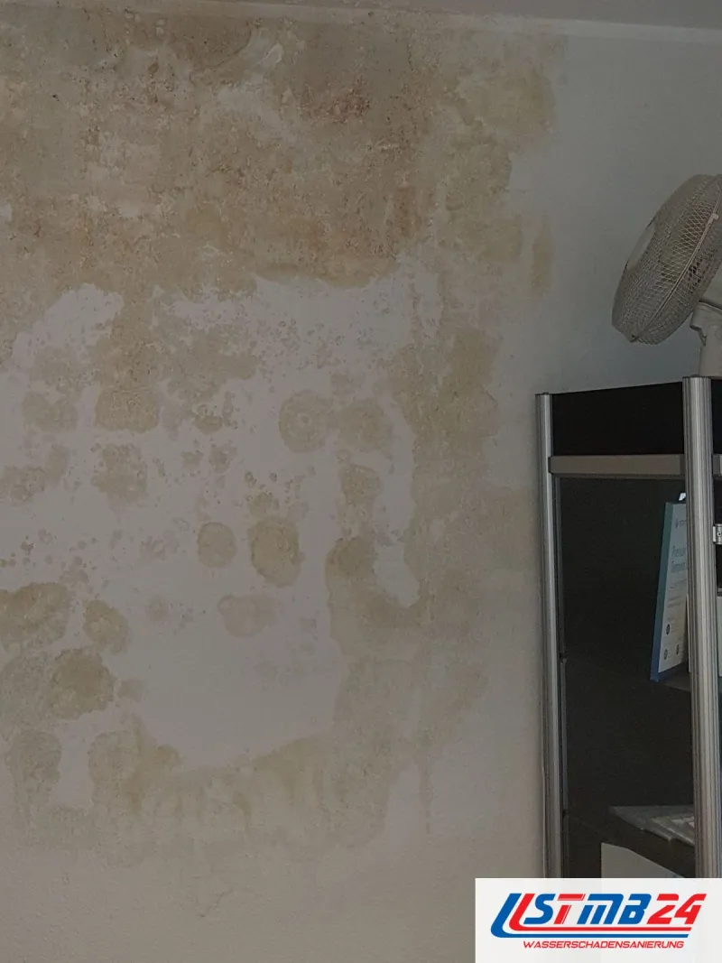 Helle Wand mit großflächigen grauen Flecken